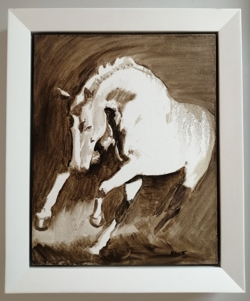  “Horsepower” by Helmuth von Michaelis, Oil on Canvas, 500x600mm, Framed, R7500.00